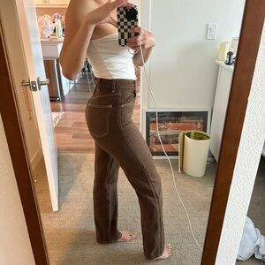 Reformation cowboy high rise straight jeans in brown